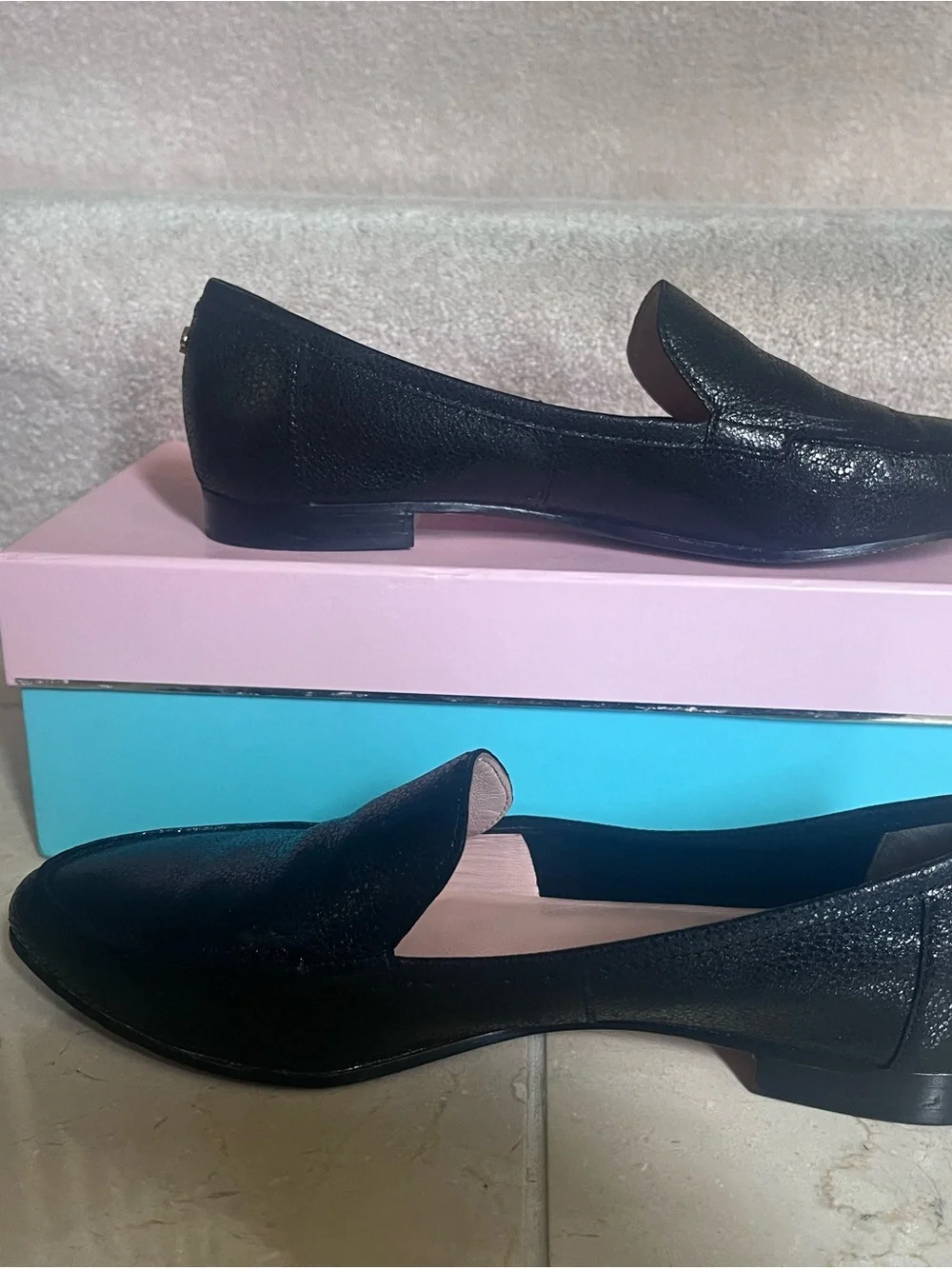 kate spade Black Rounded-Toe Leather Flats